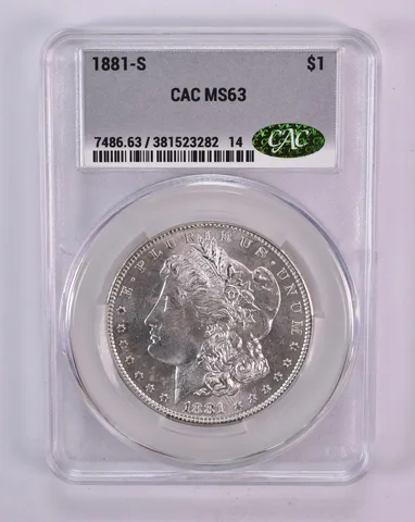 1881-S Morgan Silver Dollar MS63 CAC CACg