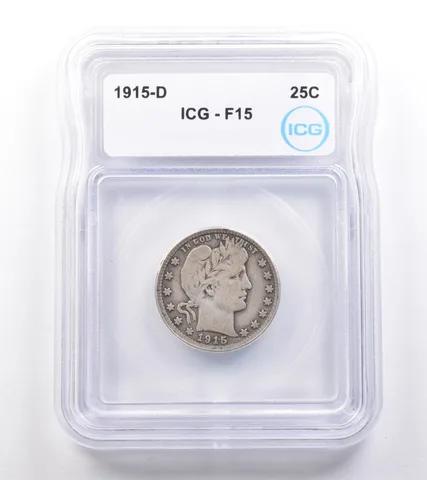 1915-D Barber Quarter F15 ICG *4862
