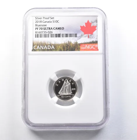 2018 Canada 10 Cents Silver Proof Set Bluenose PF70 UCAM NGC a5883