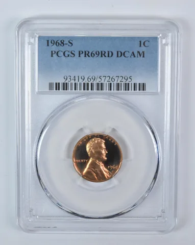 1968-S Lincoln Memorial Cent PR69 RD DCAM PCGS Blue Label