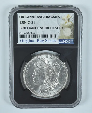 1884-O Morgan Silver Dollar Original Bag Fragment BU NGC