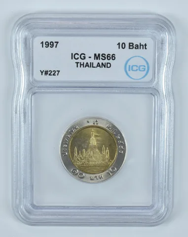 1997 Thailand 10 Baht Y#227 MS66 ICG *9459