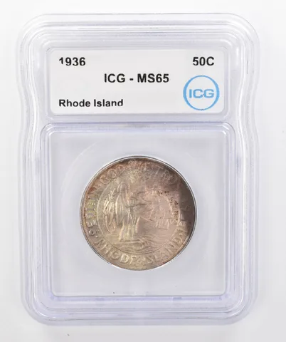 1936 Rhode Island Commemorative Half Dollar MS65 ICG Beautiful Tone a0277