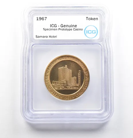 1967 Casino Token Samara Hotel Half Dollar Specimen Prototype Genuine ICG a0566
