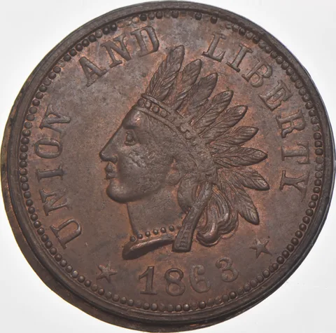 1863 Union & Liberty Civil War Token Off Center a7546