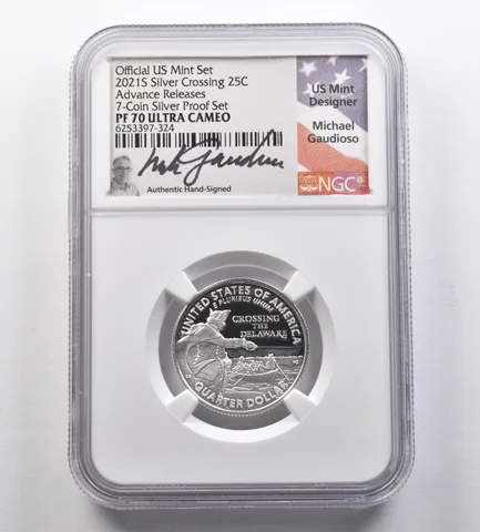 2021-S ATB Quarter Delaware Crossing Silver Proof Set AR Gaudioso PF70 NGC *7703