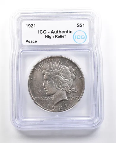 1921 Peace Silver Dollar High Relief Authentic ICG *3493