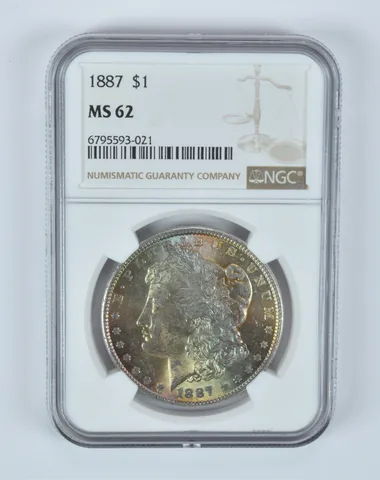 MS62 1887 Morgan Silver Dollar NGC Beautifully Toned *8014