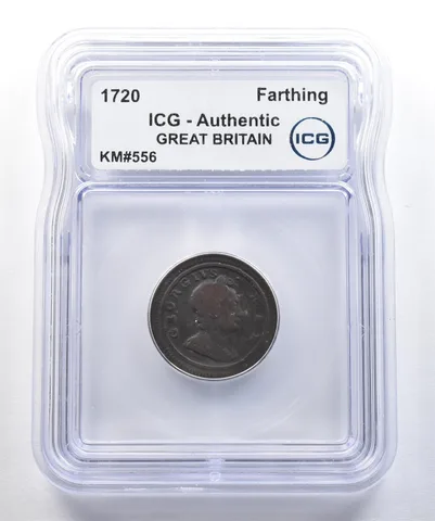 1720 Great Britain Farthing KM#556 Authentic ICG a7766