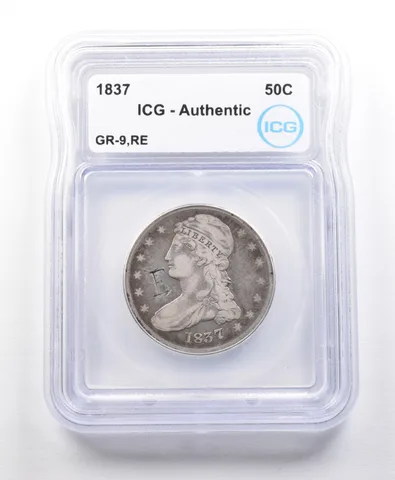 1837 Capped Bust Half Dollar GR-9 RE Authentic ICG a5601