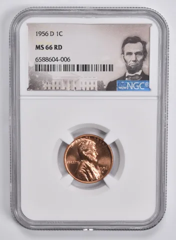 1956-D Lincoln Wheat Cent Penny MS66 RD NGC Special Lbl