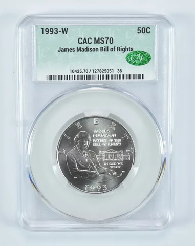 1993-W Madison Bill Of Rights Commemorative Half Dollar MS70 CAC CACg