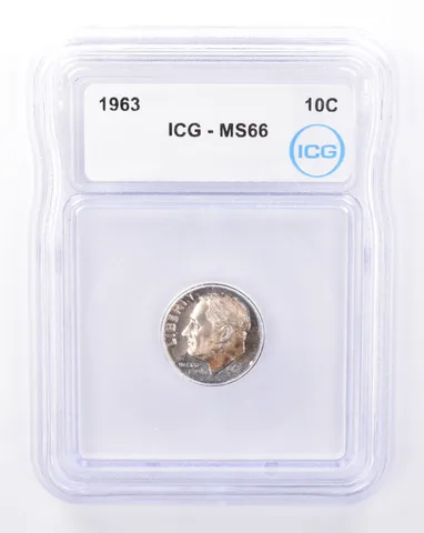 1963 Roosevelt Dime MS66 ICG Beautiful Tone *9390