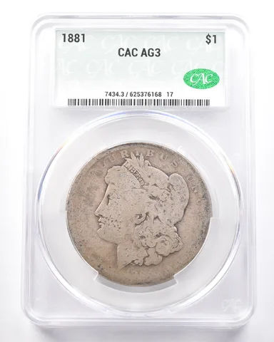 1881 Morgan Silver Dollar AG3 CAC Lowball *7273