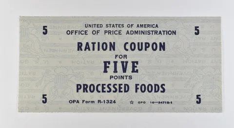 WWII Ration Coupon 5 Points Processed Foods *3185