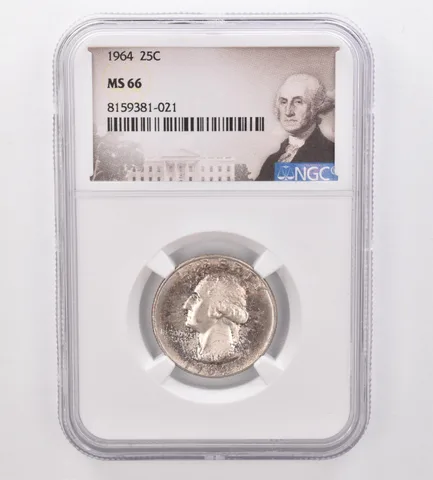 1964 Washington Quarter MS66 NGC Beautiful Tone *9922