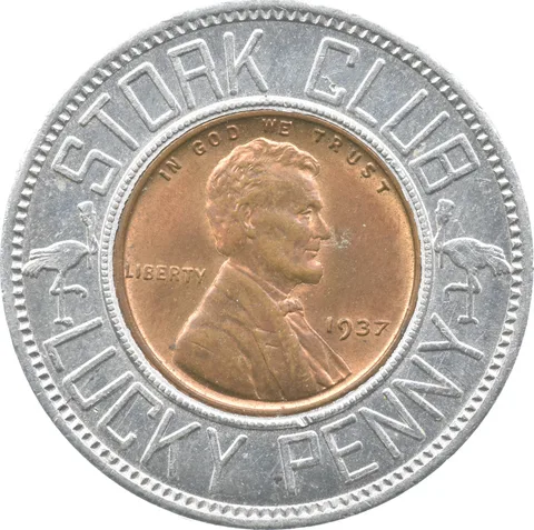 1937 Lincoln Wheat Cent Stork Club Lucky Penny *8127
