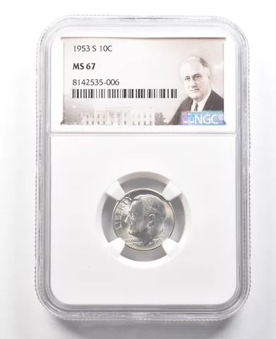 1953-S Roosevelt Dime MS67 NGC CUD on Nose - Neat a2973