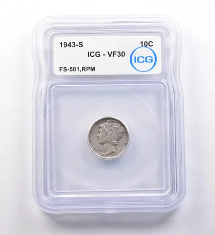 1943-S Mercury Dime FS-501, RPM VF30 ICG *9699