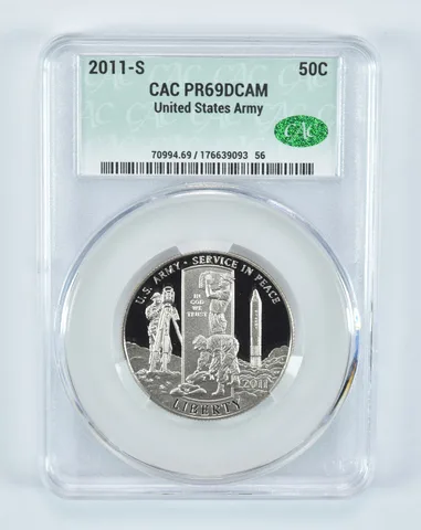 2011-S US Army Commemorative Half Dollar PR69 DCAM CAC CACg