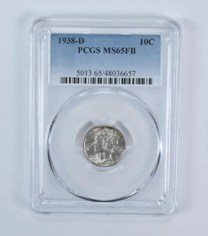 1938-D Mercury Dime MS65 FB PCGS Blue Label