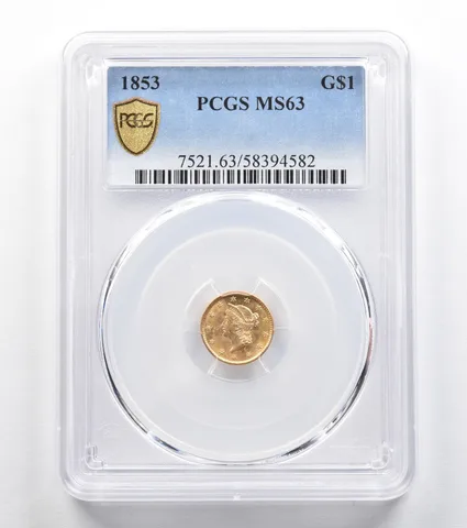 1853 $1 Liberty Head Gold Dollar MS63 PCGS *9602