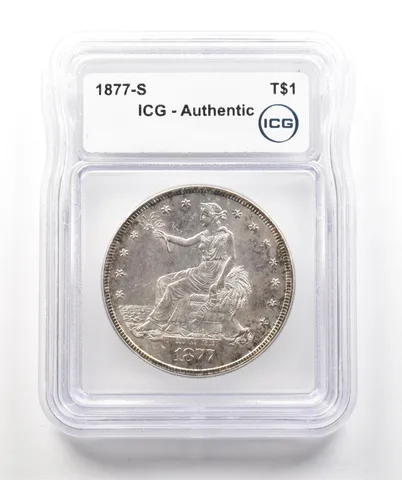 1877-S Seated Liberty Trade Dollar Authentic ICG a4323