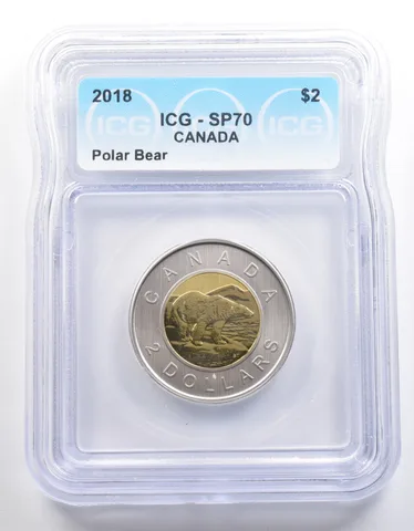 2018 Canada 2 Dollars Polar Bear SP70 ICG *3969