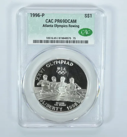 1996-P Olympic Rowing Commemorative Silver Dollar PR69 DCAM CAC CACg