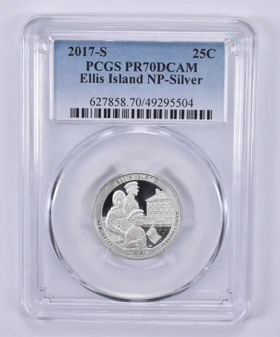 2017-S Washington Quarter Silver Ellis Island PR70 DCAM PCGS Blue Label