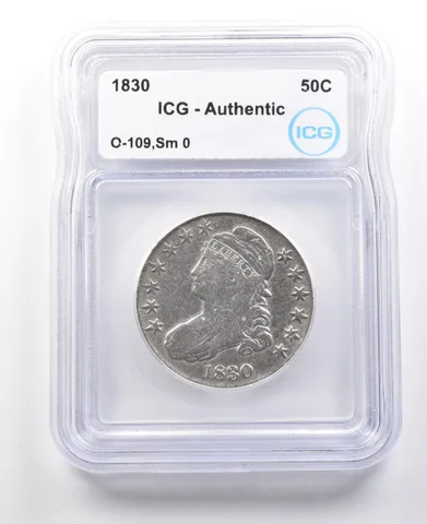 1830 Capped Bust Half Dollar O-109 Small 0 Authentic ICG *3037