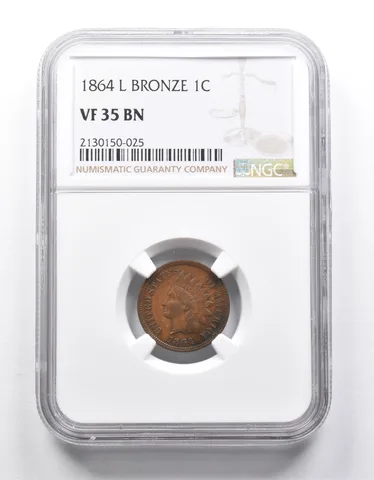 VF35 BN 1864-L Indian Head Cent Bronze NGC *9927