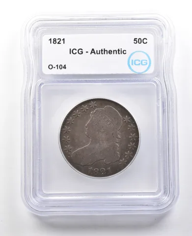 1821 Capped Bust Half Dollar O-104 Authentic ICG *3054
