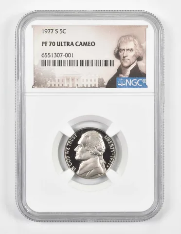 1977-S PF70 Jefferson Nickel NGC Special Lbl