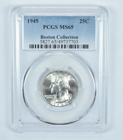 1945 Washington Quarter Boston Collection MS65 PCGS Blue Label