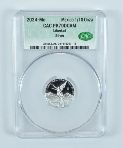 2024 Mo Mexico 1/10 Onza Silver Libertad PF70 UCAM CAC CACg