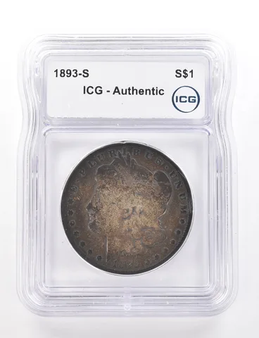 1893-S Morgan Silver Dollar Authentic ICG Beautiful Tone *3349