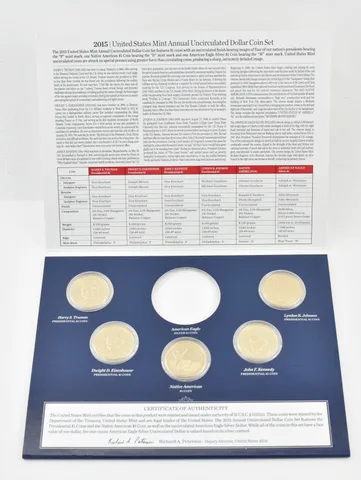 2015 Presidential & Sacagawea US Mint Annual Dollar Set NO ASE (5 coins)