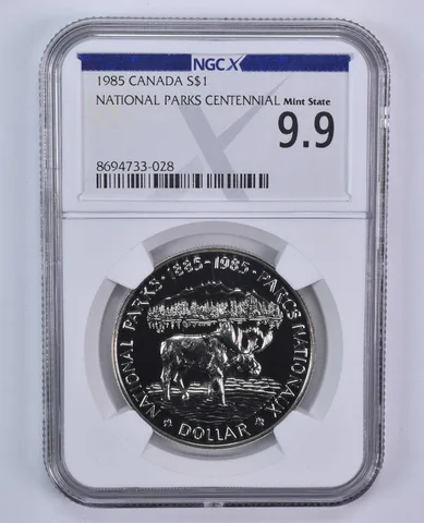 1985 Canada 1 Dollar Silver National Parks Mint State 9.9 NGC X NGCX