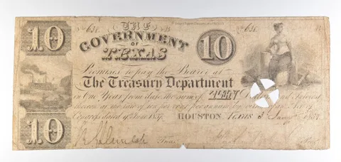 1839 $10 Houston TX Treasury Department Obsolete Note *8687
