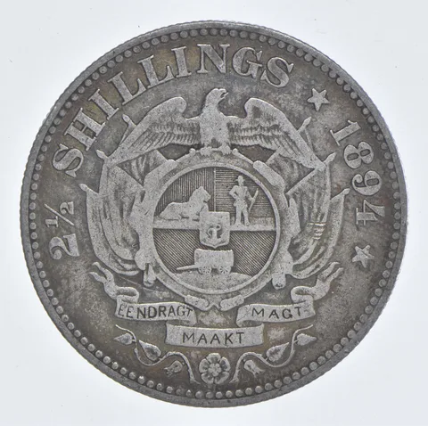 SILVER - WORLD Coin - 1894 South Africa 2 1/2 Shillings - World Silver Coin *852