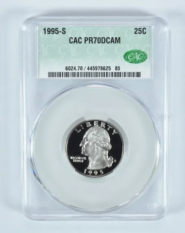 1995-S Washington Quarter PR70 DCAM CAC CACg