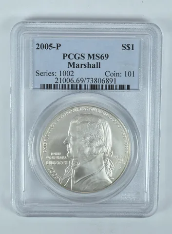 2005-P John Marshall Commemorative Silver Dollar MS69 PCGS Blue Label