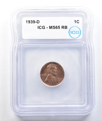 1939-D Lincoln Wheat Cent MS65 RB ICG *1484