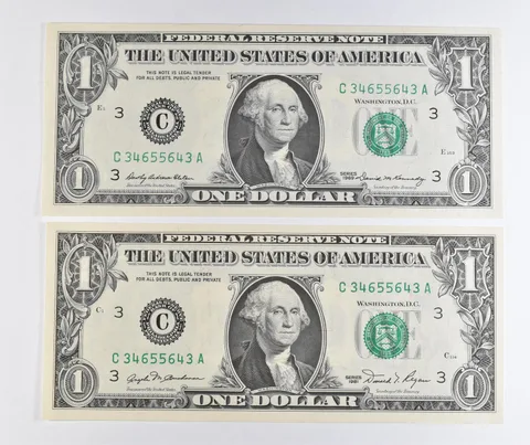 Lot (2) Matching Radar Numbers 1969/1981 $1 Philadelphia PA FRN *1712