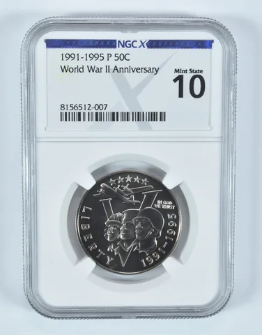 1991-95-P World War 2 WWII Commemorative Half Dollar MS 10 NGC X NGCX