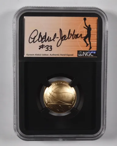 2020-W $5 Gold Basketball HOF MS70 NGC Kareem Abdul Jabbar Signed #33