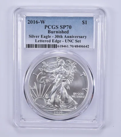 2016-W Burnished Silver Eagle Annual Set SP70 PCGS Blue Label