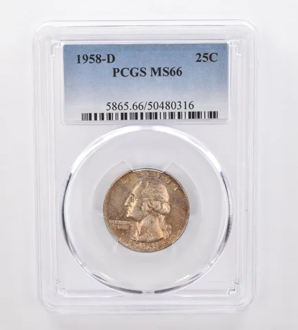 1958-D Washington Quarter MS66 PCGS Beautiful Tone *0076
