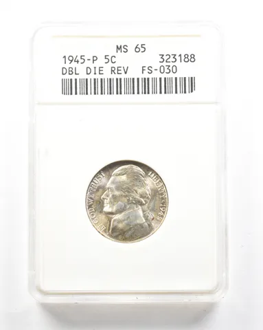 1945-P Jefferson Nickel DDR FS-030 MS65 ANACS *2049